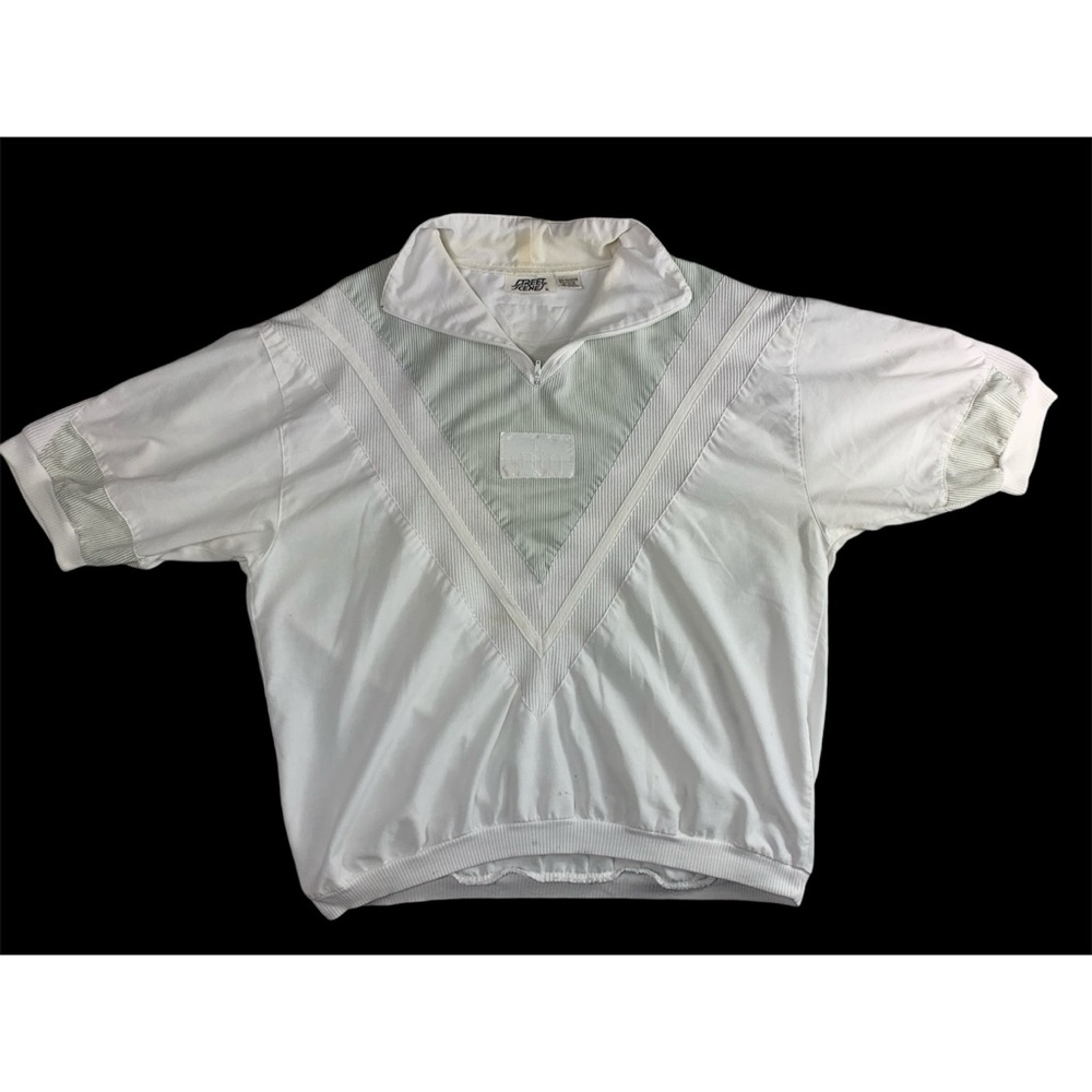 Vintage Retro 80s Pullover Shirt Top White Silver Zip Street Scene Men’s Size XL